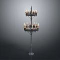 Elegant Two Tiered Candelabra With Metal Structure And Multiple Candles