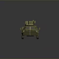 Green Six Wheeled Military Tank With Roof Mounted Machine Gun And Exterior Details