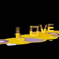 Vibrant Yellow 3D LOVE Letters With Colorful Circles On Black Background
