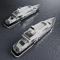 Two Modern White Yachts With Sleek Design Sailing On Calm Water