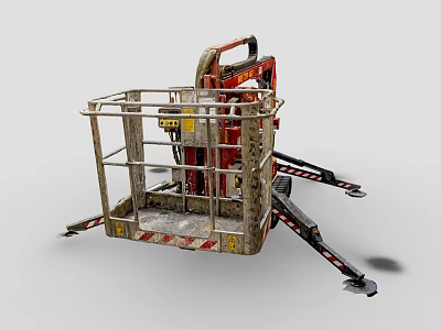 Industrial Aerial Work Platform With Metal Basket Safety Railings Extendable Boom And Support Legs 3d model