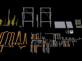 Pipe support railing 3d model
