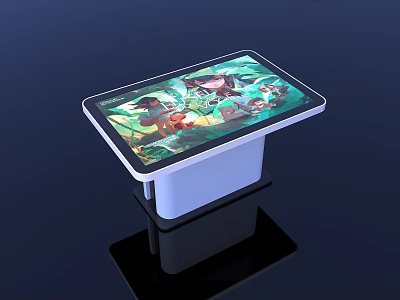 Public Facility Interactive Touchscreen With White Base And Animal Graphics 3d model