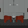 Indoor Vintage Sofa Coffee Table Single Person Sofa Sideboard Restaurant Sofa Sideboard Chandelier Sofa Coffee Table Sideboard Scene 3d model