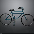 Blue Bicycle with Double Frame Black Seat Handlebars and White Rims