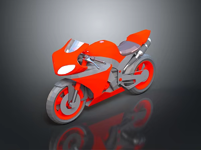 Red Sports Motorcycle Featuring Modern Streamlined Design 3D Rendered With Silver Wheels Red Rims 3d model