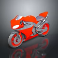 Red Sports Motorcycle Featuring Modern Streamlined Design 3D Rendered With Silver Wheels Red Rims