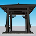 Traditional Open Pavilion With Black Wooden Roof Ornate Railings And Decorative Pillars