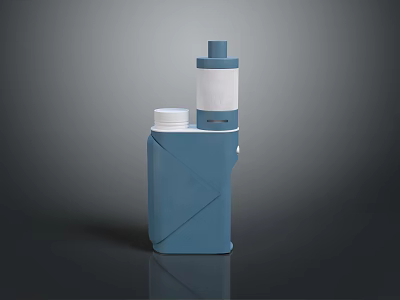 Blue Medical Inhaler Device With White Cap And Portable Respiratory Design 3d model