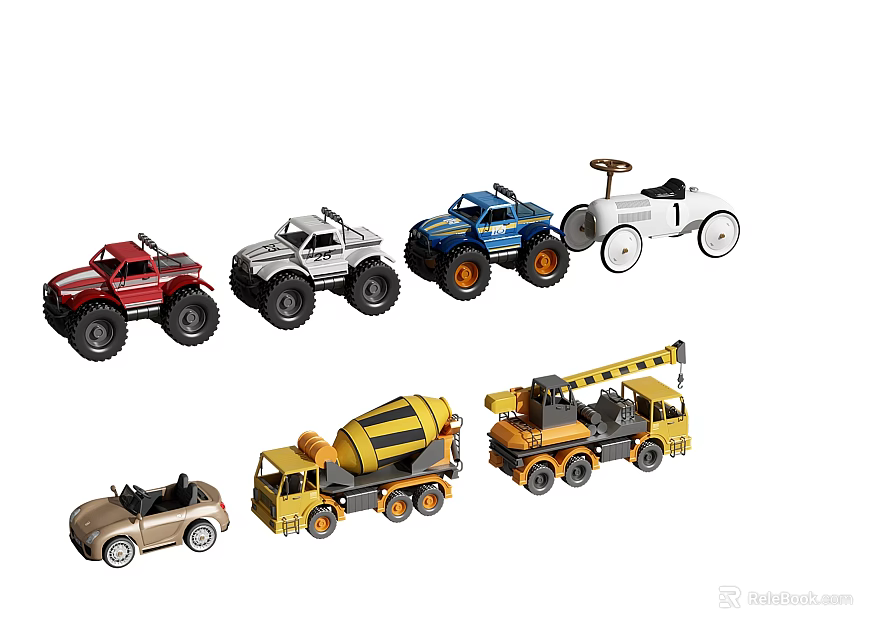 Electric Toy Vehicles Including Off road Trucks Racing Cars And Construction Machinery 3d model 