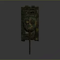 Armored Military Tank With Camouflage Paint Main Gun Barrel And Tracks