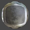 Innovative Spherical Play Equipment With Silver Black Design And Blue Glowing Floating Elements