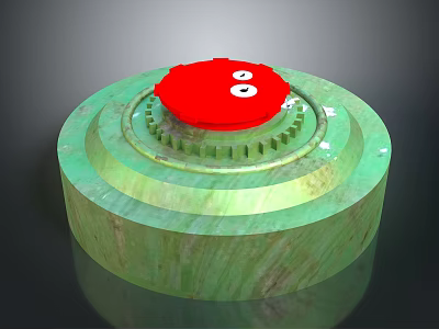Mechanical Equipment With Green Base Red Top Component Circular Ring Gear Structure And White Markers 3d model