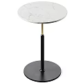 Modern Minimalist Side Table With Black Metal Frame Gold Accents And Round Top Design