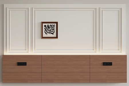 Middle-style bedside background wall 3d model