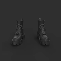 Durable Black Leather Boots with Lace Up Design and Thick Sole Fashionable Style