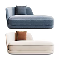 Modern Blue and Beige Chaise Lounge with Decorative Accent Pillows 3d model