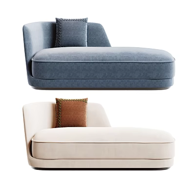 Modern Blue and Beige Chaise Lounge with Decorative Accent Pillows 3d model
