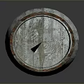 Vintage Wooden Barrel for Home Storage with Worn Surface and Metal Hoops