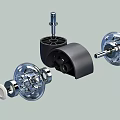 Heavy Duty Caster Wheel Components With Metal Brackets Rubber Tires And Bearings