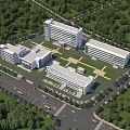Aerial Planning of Modern Institutional Complex with Green Space Road Network and Parking Layout