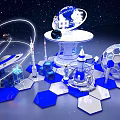 Space Themed Check In Photo Spot With Space Station Rocket Globe And Starry Sky Backdrop
