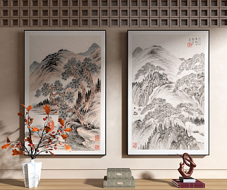 New Chinese Landscape Painting Decorative Painting 3d model