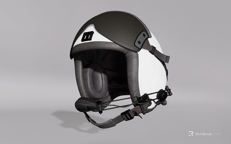White And Black Helmet With Visor Strap Inner Padding And Modern Design 3d model 