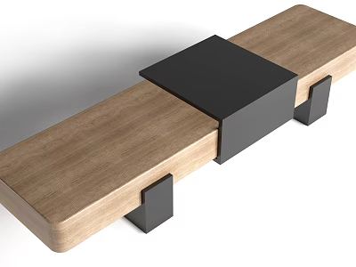 Modern Single Chair With Wooden Seat And Black Frame For Living Room Decor 3d model