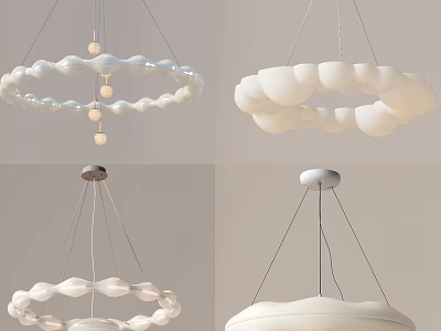White Modern Chandeliers Featuring Cloud Shaped Circular Design For Interior Decor 3d model