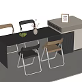 Modern Bar Counter Interior Design With Chairs Fruits Vase And Cabinet