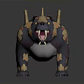 Fierce Bear Like Monster Character With Spikes Sharp Teeth Purple Orange Skin And Yellow Eyes