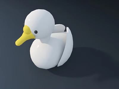 Cute White Duck Toy With Yellow Beak And Egg Shell Design 3d model