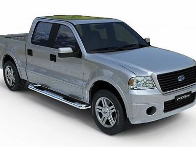 Technology Exhibition Hall Showcasing Modern Silver Ford Pickup Truck Model 3d model