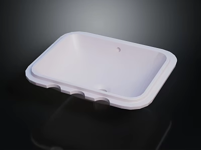 White Square Modern Ceramic Wash Basin With Smooth Surface And Drain Hole Design 3d model
