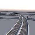 Curved Road Network Infrastructure Design With Multiple Paths And Lanes 3d model