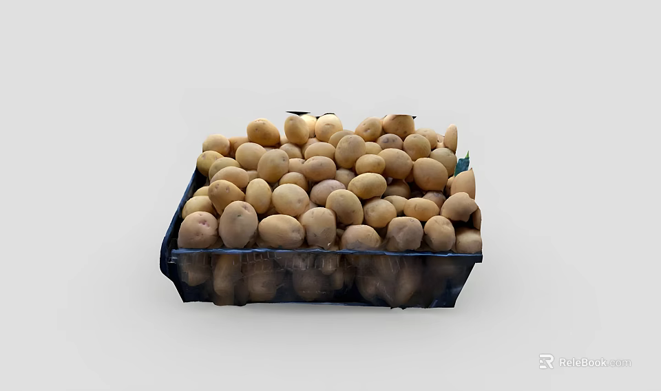 Fresh Organic Potatoes in Blue Plastic Container for Grocery Store 3d model 