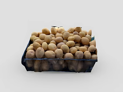 Fresh Organic Potatoes in Blue Plastic Container for Grocery Store 3d model