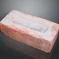 Red Brick Block With Textured Surface Rectangular Form And Central Groove 3d model