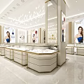 Luxury Jewelry Store Interior Design With Elegant Display Cases And Soft Chandelier Lighting