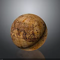 Vintage Globe Featuring Antique Map Texture Brown Orange Surface And Gray Gradient Background 3d model