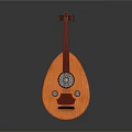 Wooden Lute Shaped Decorative Ornament With Handcrafted Design For Home Use