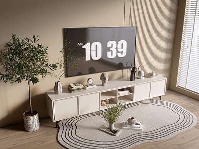 Modern Cream Style TV Cabinet Whole Cabinet Sideboard Cabinet Balcony Cabinet Storage Cabinet Entrance Cabinet 3d model