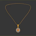 Fashionable Gold Necklace With Red Gemstone Pendant And Sparkling White Diamond Accents