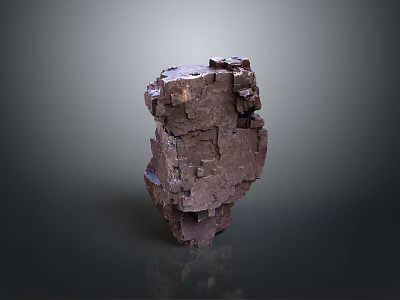Natural Stone Block With Rough Textured Surface And Unprocessed Material Texture 3d model