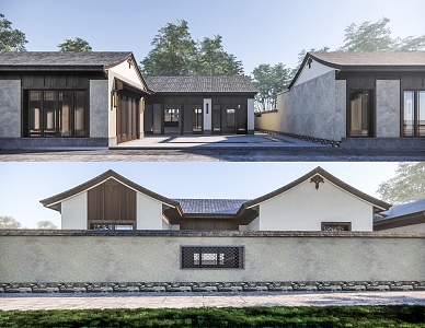 New Chinese Style Single-family Villa Homestay Single-family Small Villa Country Residence Courtyard Villa 3d model