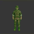 3D Rendered Military Soldier Figure In Camouflage Uniform With Cap And Boots