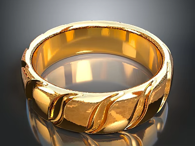 Elegant Shiny Gold Ring With Intricate Spiral Pattern For Daily Accessory 3d model