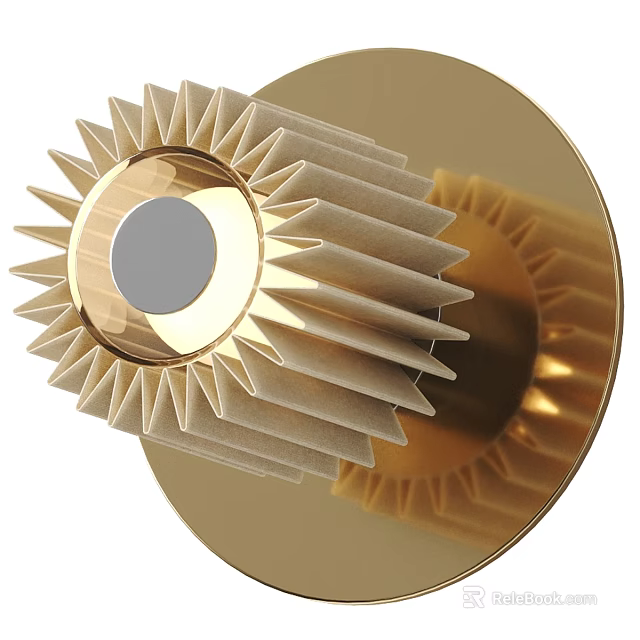 Elegant Golden Wall Lamp Featuring Radiant Textured Design And Round Base 3d model