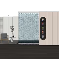 Modern Interior Waterfall Glass Partition with Display Shelf and Decorative Figurines